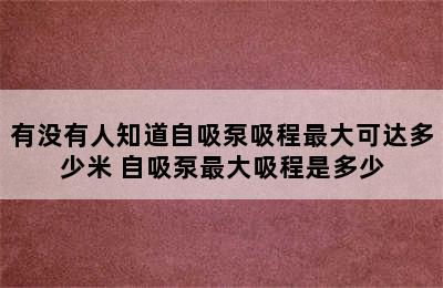 有没有人知道自吸泵吸程最大可达多少米 自吸泵最大吸程是多少